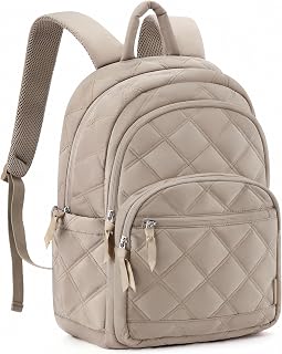 BAGSMART College Laptop Backpack,Cute Travel Backpack for Women,Quilted Computer Bookbag