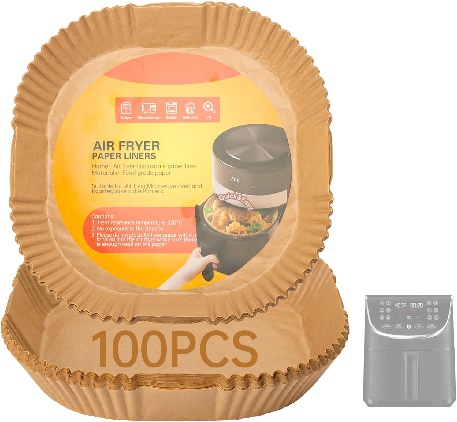 Air Fryer Liners Disposable Compatible with Gourmia Air Fryers,4,5,6,7,8 QT Power XL,Non-Stick Air Fryer Liners 8 Inch Compatible with Gourmia,Water Proof & Oil Proof,100PCS Air Fryer Liners Disposable Compatible with Gourmia Air Fryers,4,5,6,7,8 QT Power XL,Non-Stick Air Fryer Liners 8 Inch Compatible with Gourmia,Water Proof & Oil Proof,100PCS