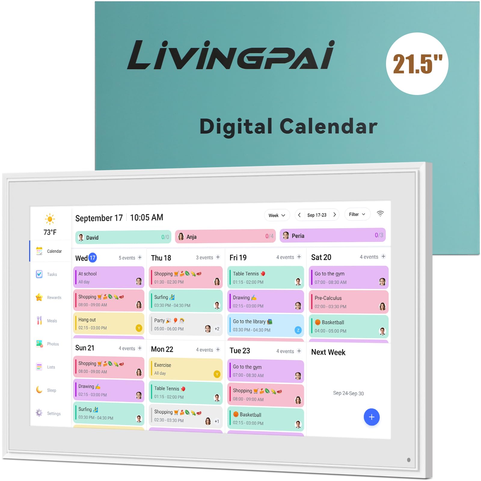 Smart Digital Calendar 21 5-Inch Electronic Wall Calendars Chore Chart Full HD Interactive Touchscreen Display for Family Schedules — view 8