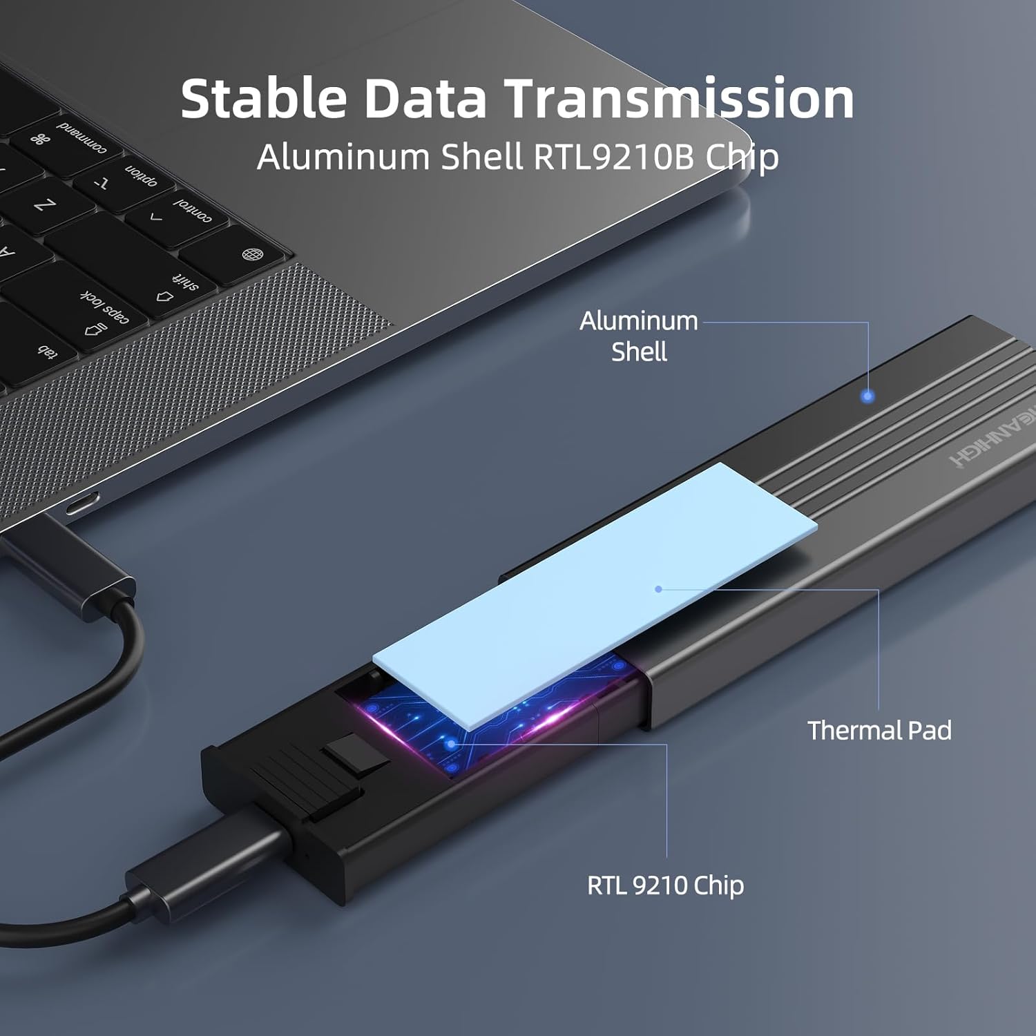 M.2 NVME SATA SSD Enclosure, Tool-Free USB 3.2 Gen 2 10Gbps NVME to USB Adapter, Supports M and B&M Keys External Solid State Drive Case for Size 2242/2260/2280(Up to 8TB)