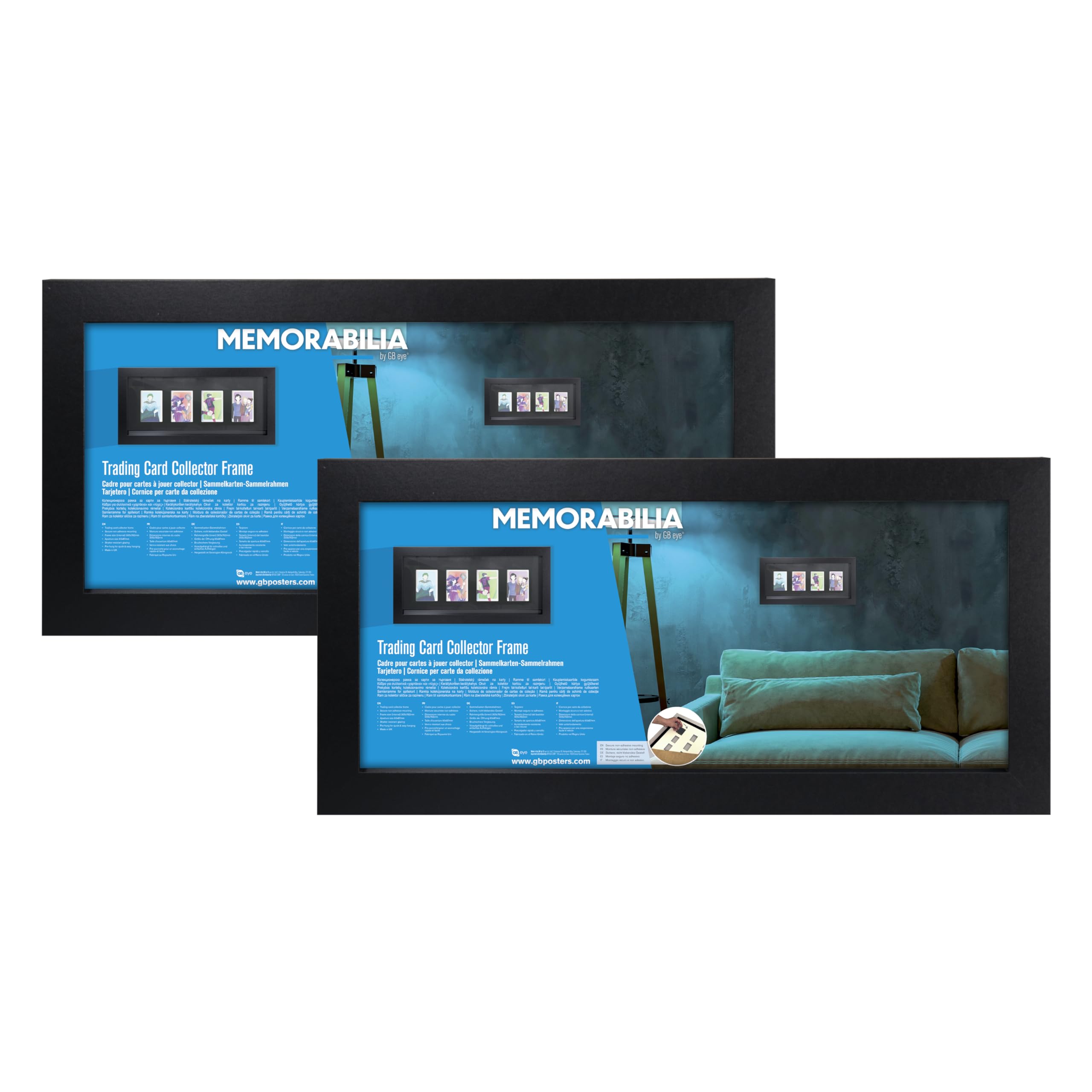 Trading and Sport Cards Collector Frame 15.7x6.7 Card Display case, 4 Cards Display, FSC Certified, Black Wood Frame, Scratch Proof Glazing, Set of 2- Holder for NBA, Baseball, Hockey, Trading Cards