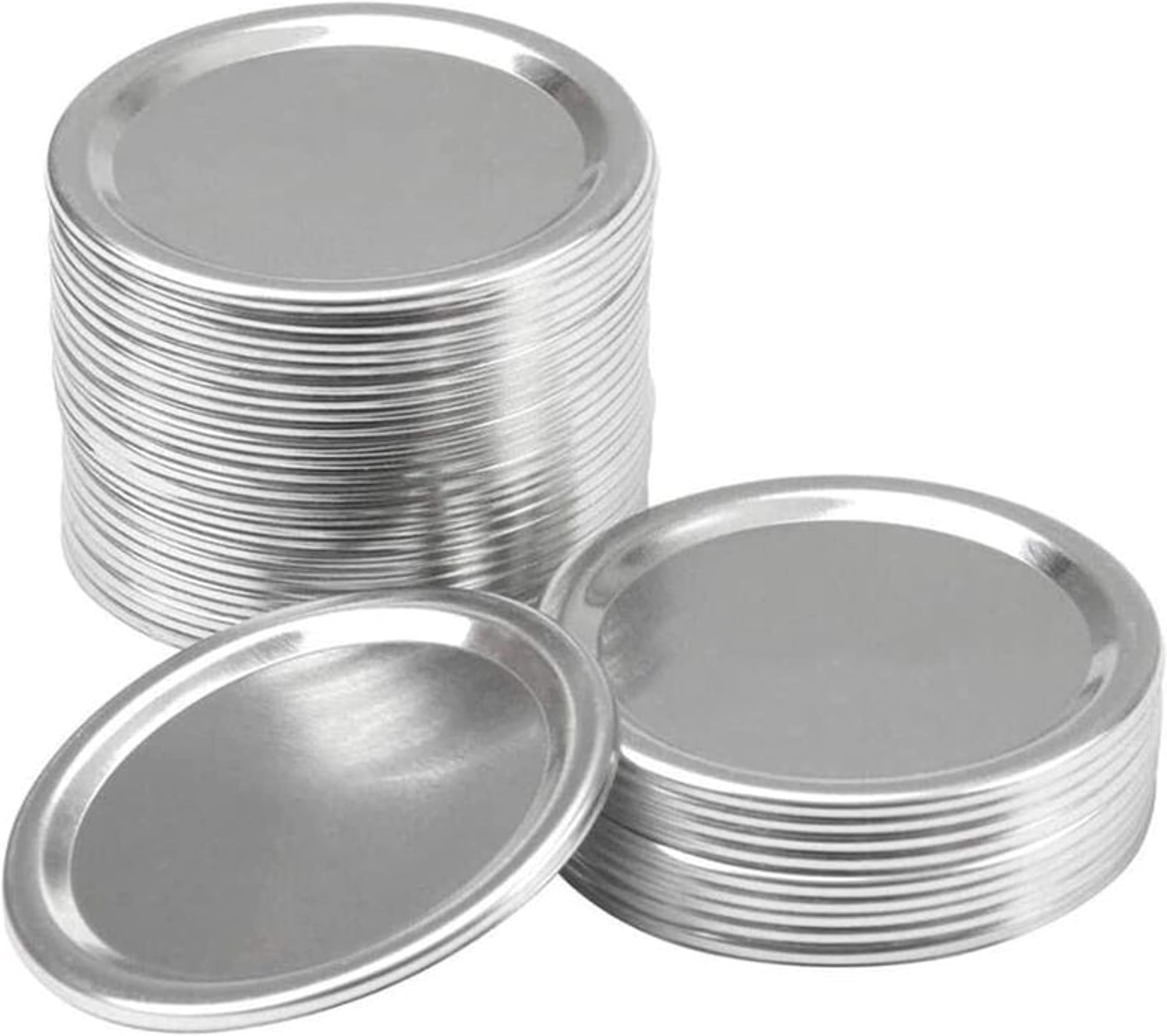 48 Pcs Premium Canning Jar Lids Set Split-type Canning Lids Leak Proof and Secure Canning Jar Caps (70 mm, Silver, 48 Pcs Lids)