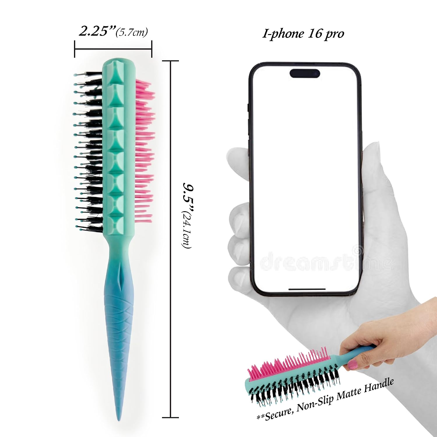 Donna Curl Defining Brush for Curly Hair, Wet Detangler, Rat Tail Comb