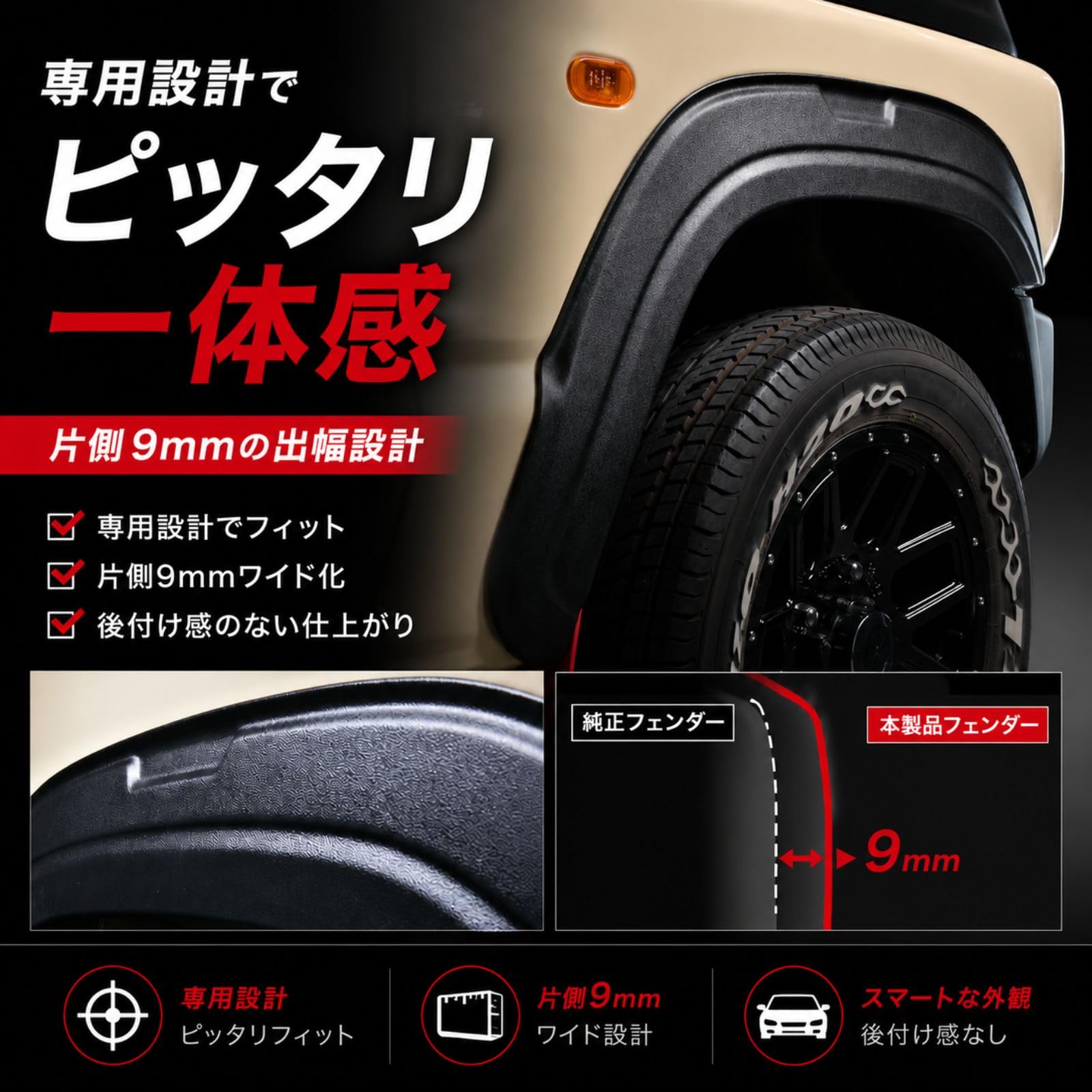 Amazon | BMJAPAN ジムニー JB64W オーバーフェンダー トリム 片側9mm