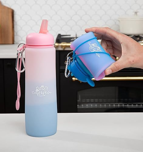 Miniatura 4 de Botella de agua plegable para viajes, coloridas botellas de agua reutilizables, botella de silicona sin BPA para niños y adultos, botella de agua de