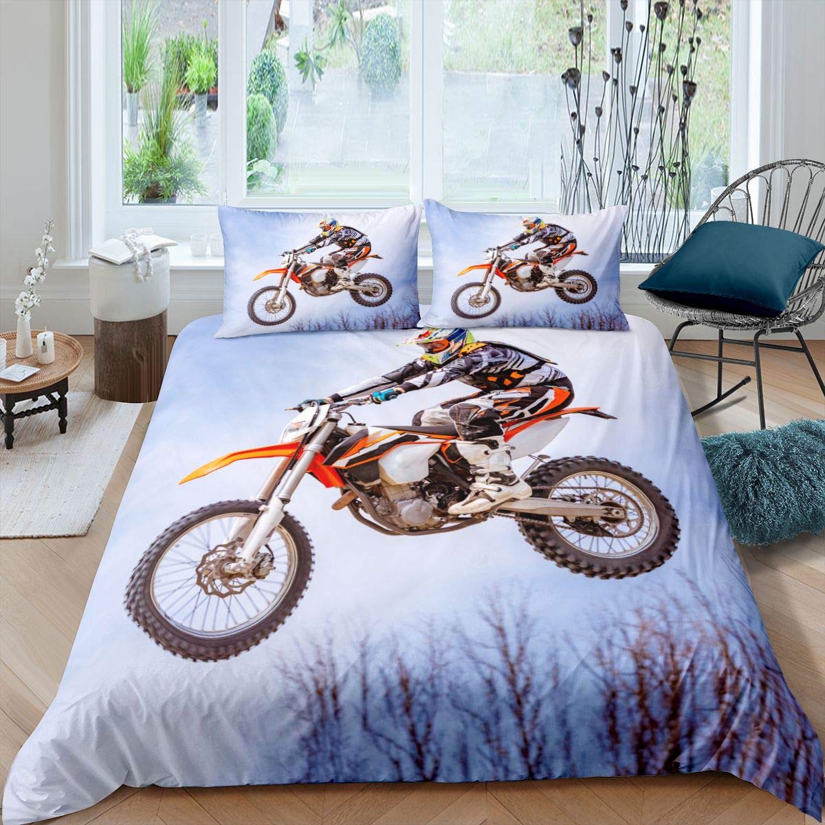 Juego De Cama De Lujo Con Tampado De Fuego Para Motocicleta, Funda Nórdica Con Funda De Almohada, Colcha De Motocross, Juego De Cama Para Niño - AliExprs 15