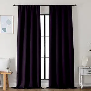 Simplebrand Ava BlackBerry Blackout Curtains for Bedroom 96 Inches Long 2 Panels, Solid Thermal Insulated, Energy Saving Nursery Window Treatment Curtains Blackout Drapes, W40 x L96 Inch, BlackBerry