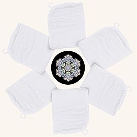 BAMBOO QUEEN Baby Washcloths -100% Cotton Muslin Soft Baby Bath Wash Cloths and Absorbent Baby Wipes for Newborns Kids Girls and Boys - 12 Pack, 12x12 Inches - White