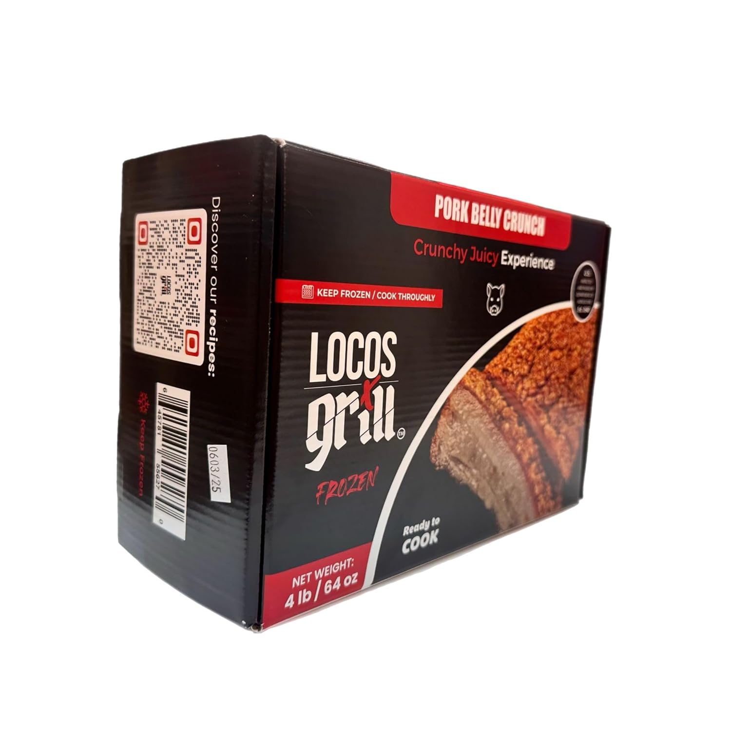 Locos X Grill Pork Belly Crunch Authentic Asian Flavors Pre Cook, Frozen and Ready in 15 to 25 Minutes. Chicharron - Pancetta - Barrigada - Porkbelly, 4 Pounds
