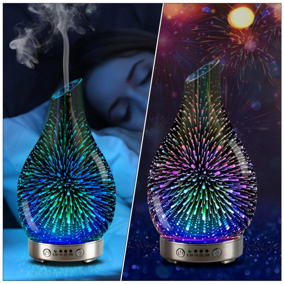 Abaodam 1pieza Humidificador de Aromaterapia con Cambio de Color Difusor Silencioso de Aceites Esenciales para Hogar SPA Yoga y Oficina Diseño Único y Gran Nebulización