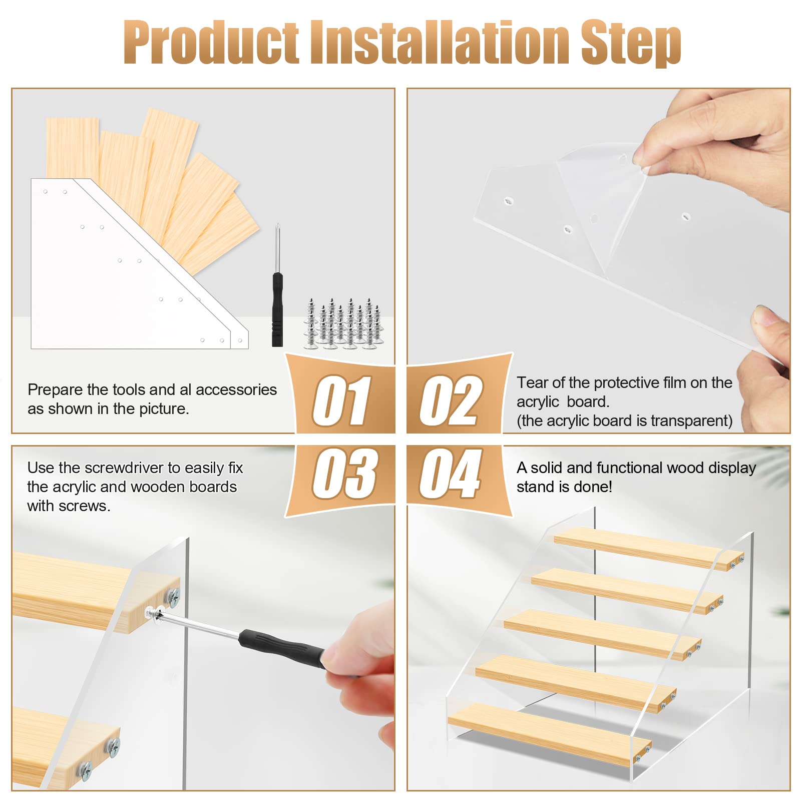 Espositore Legno 5 Livelli Con Gradini - Per Mini Figure, Collezioni E Decorazioni | 30.5x27x20cm