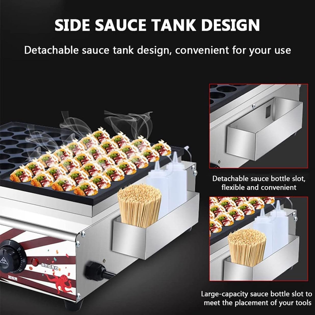 à takoyaki professionnelle à 56 trous, électrique à boulettes de poulpe, poêle à griller japonaise antiadhésive, restaurants et fast-foods.