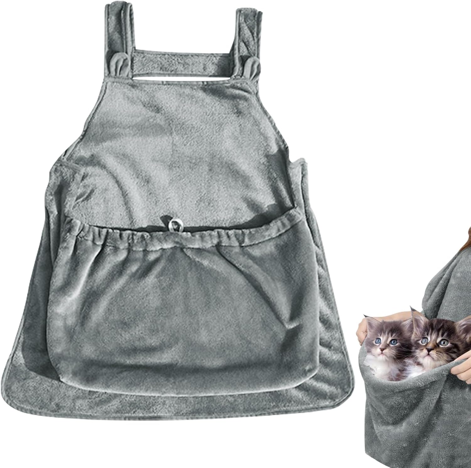 Cat Carrier Apron Cat Sling, Furry Puppy Slings Pet Sling Carrier for Cats, Comfortable Plush