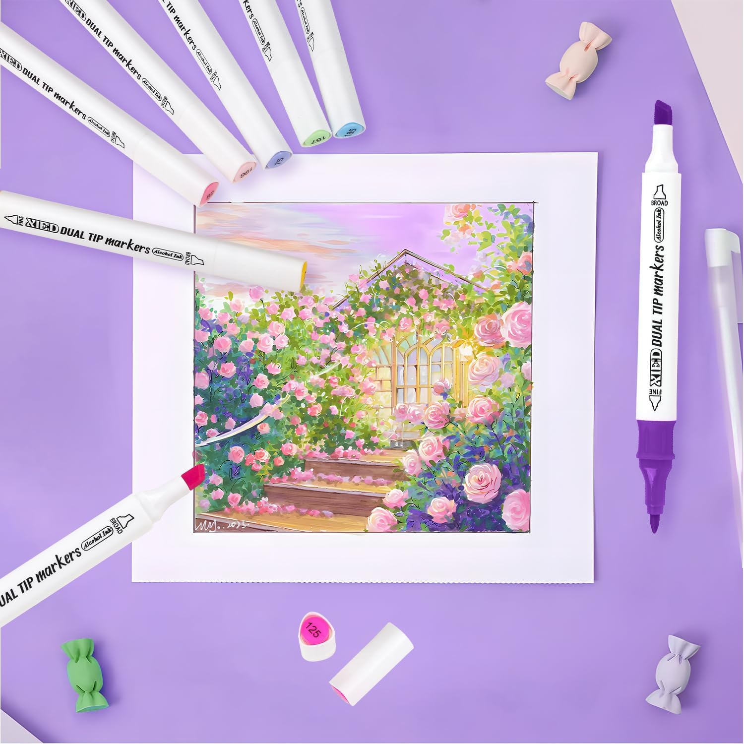 Alcohol Markers, 168 Colors Premium Alcohol Markers Set for Coloring, Drawing, Sketching, Highlighting, Perfect for Adults and Beginners - Image 6