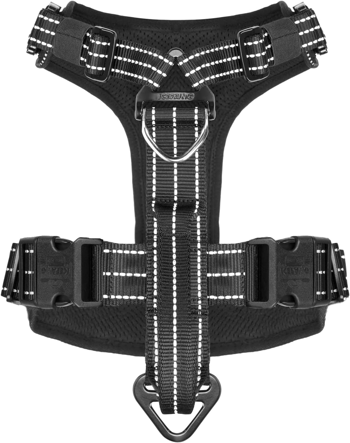 ICEFANG Tactical Dog Strap Harness Mobility Vest with Handle,Padded Y Front Chest Protector,5 Point Adjustable,No-Pull Leash Attachment (X-Large (Pack of 1), Elite-Black)