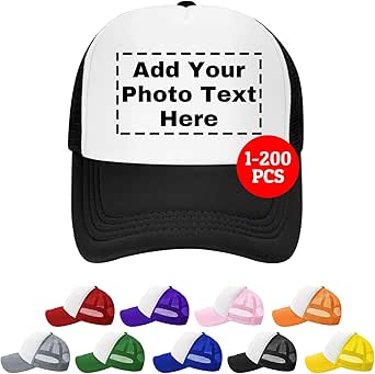 Casquette Personnalisable - Texte Ou Logo Au Choix - Unisexe, Réglable - Type Trucker, Visière Courbée - Cadeau DIY