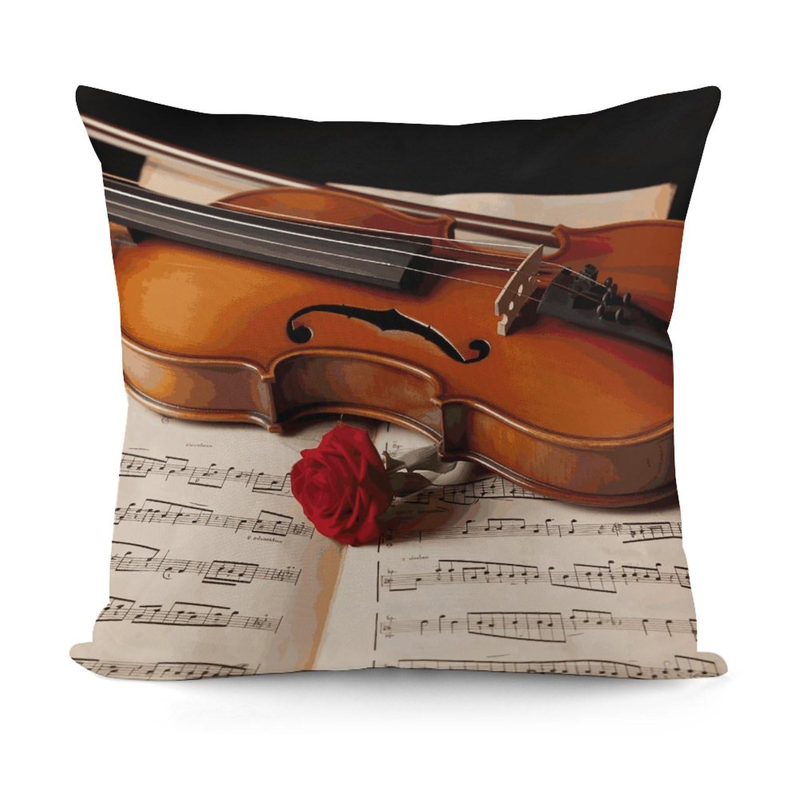 VstaDank Violin Sheet Music Throw Pillow Covers 18x18 Inch Soft Couch Home Decor Cushion Cover Comfortable Plush Square Cushion Case Farmhouse Decorative Pillowcase for Living Couch