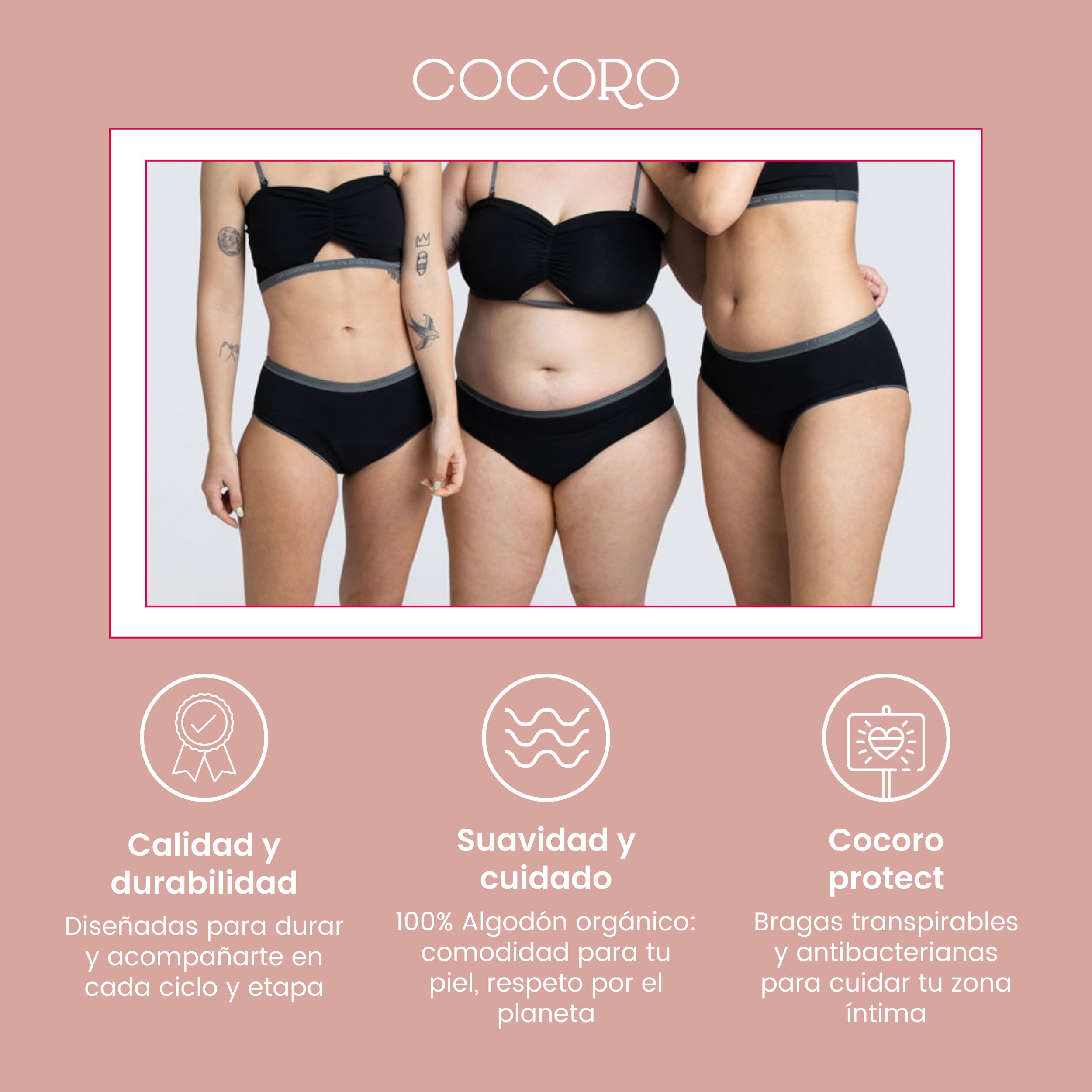 COCORO Saugfähige Unterhose für diskrete Inkontinenz, Größe L, leichte Verluste, bequem und elegant, Absorption bis zu 40 ml, wiederverwendbar, geruchsneutralisierend, leicht zu waschen