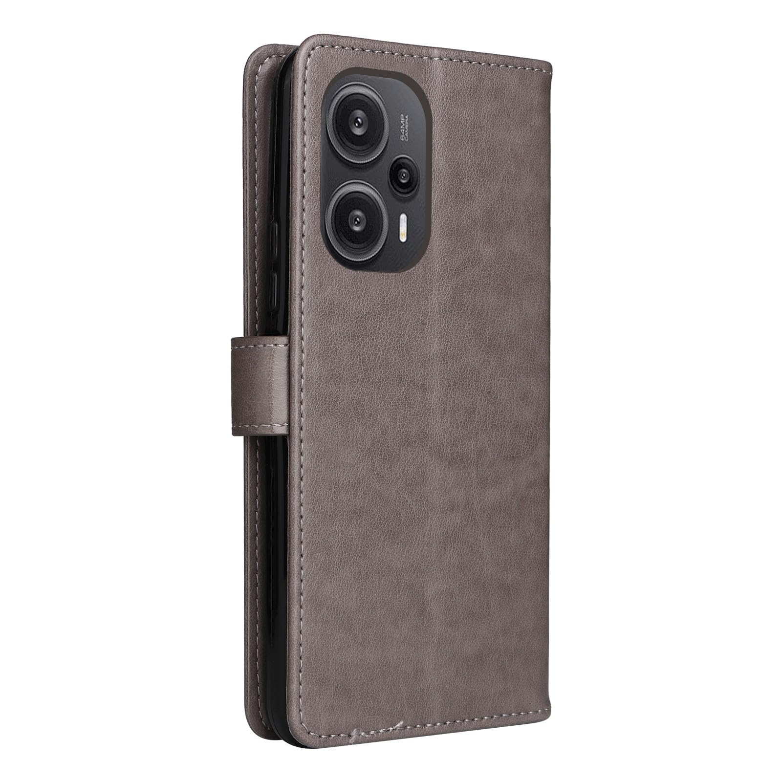 Custodia Portafoglio In Similpelle Effetto Scamosciato Per LG K11, Con Chiusura Magnetica E Slot Per Carte, Grigio - 3