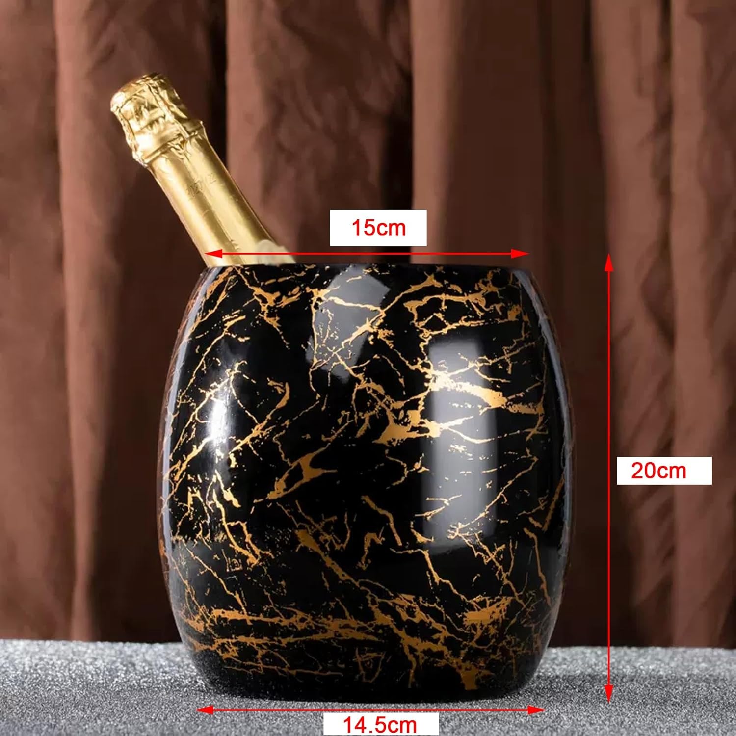 飲料タブ アイスバケツ 3.6L ステンレススチール製のエレガントな大理石模様のアイスバケツ。カクテルバー、パーティー、ワインやシャ