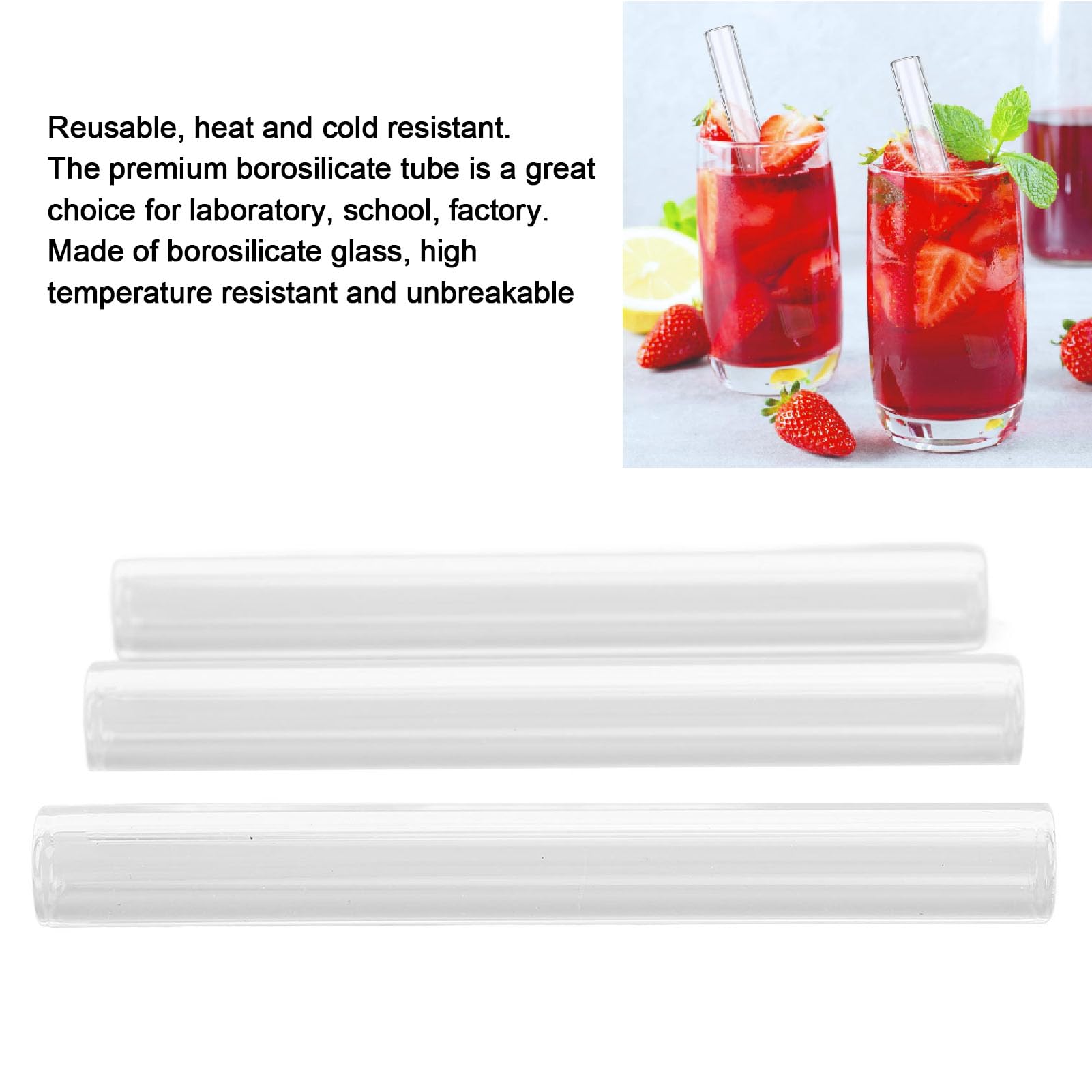 Tubo in Vetro Borosilicato, Tubi di Vetro Infrangibile Resistente Alte Temperature, Trasparente per Osservazione Precisa, 6 Pezzi per Laboratorio Scuola Fai da Te