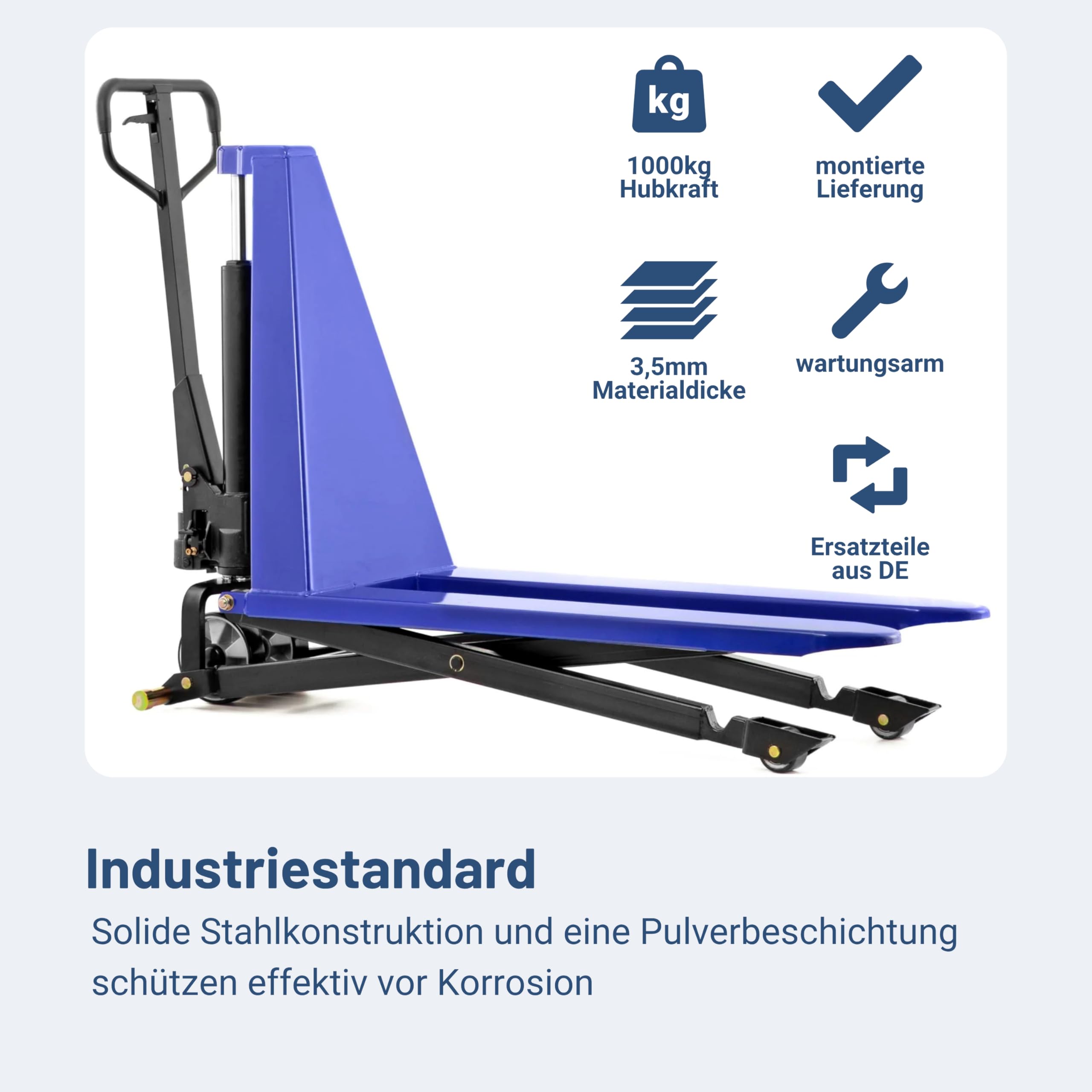 Pallit Scherenhubwagen mit Schnellhub 1000 kg Tragkraft 800 mm Hubhöhe 1170 mm Gabellänge | Hubwagen Hubtisch Scherenhubtisch Hochhubwagen ZAC
