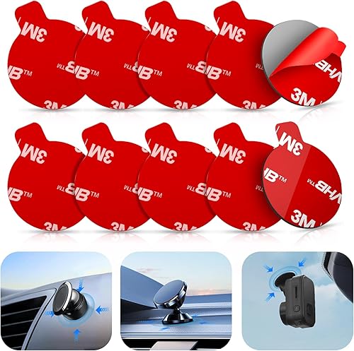 10 almohadillas adhesivas adhesivas 3M para soporte magnético de teléfono de automóvil, cinta redonda VHB de doble cara de 1 pulgada de repuesto