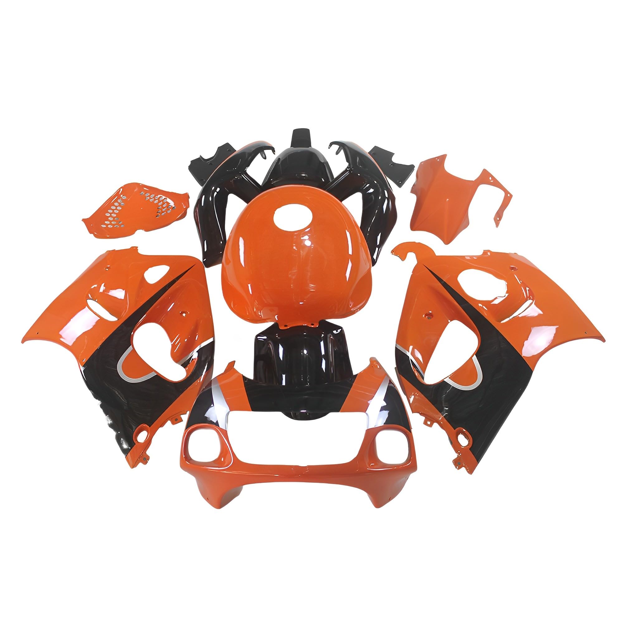 Injection Body Kit Fairings For Suzuki GSXR600 GSXR750 1996 1997 1998 1999 GSXR 600 GSXR 750 96 97 98 99 Fairing Kit ABS Plastics Motorcycle Bodywork Bodyframe(Orange Black Silver)