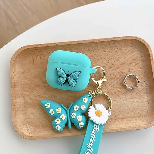 Miniatura 4 de Funda compatible con Airpods de 3ª generación 2021, bonita funda de silicona líquida de dibujos animados de mariposa 3D para niños y adolescentes,