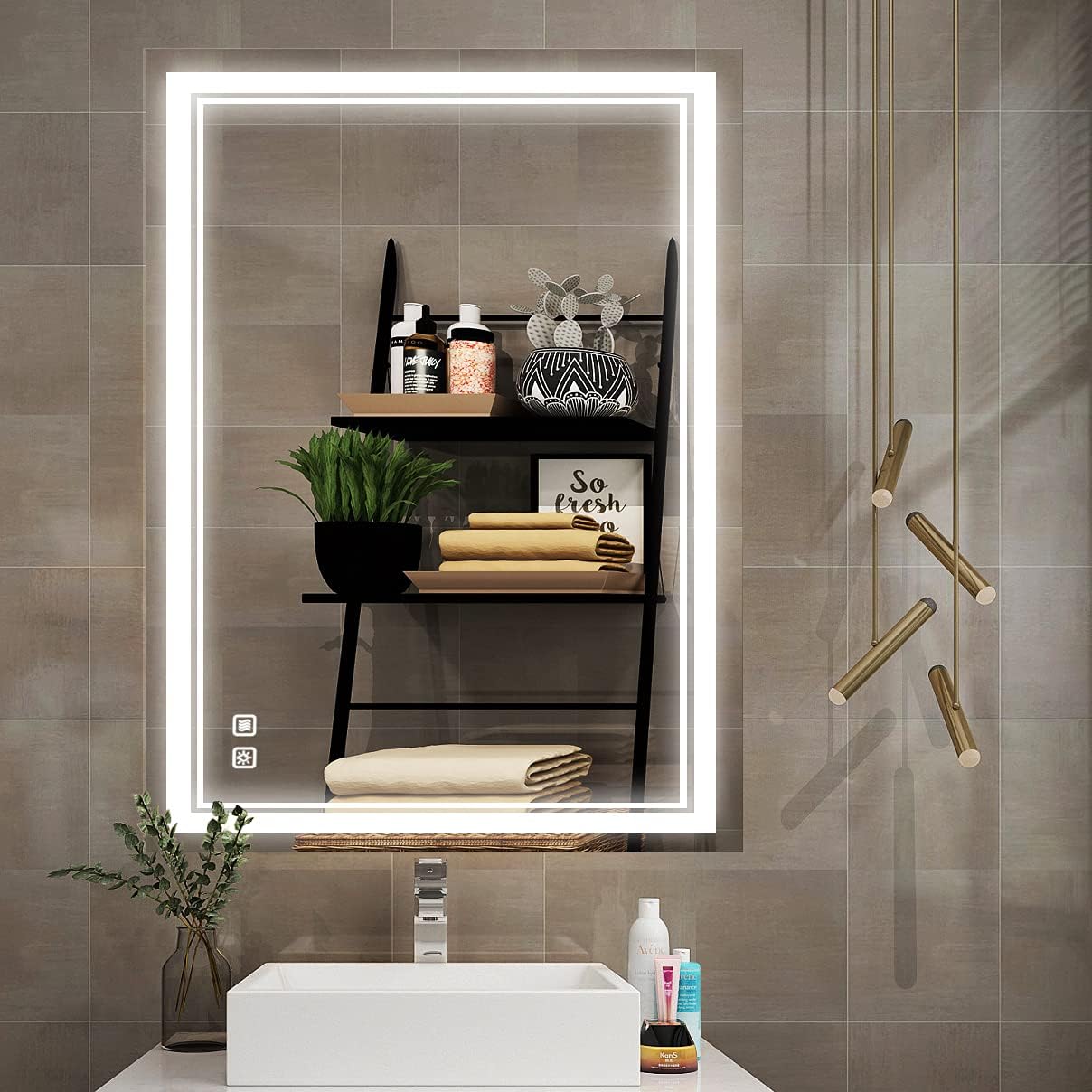 ISTRIPMF Led Bathroom Mirror,28x20 inch Dimmable Lighted LED Bathroom Mirrors,Anti-Fog,Waterproof Wall Lighting Mirror,Sensory Touch,UL Listed(Horizontal/Vertical)