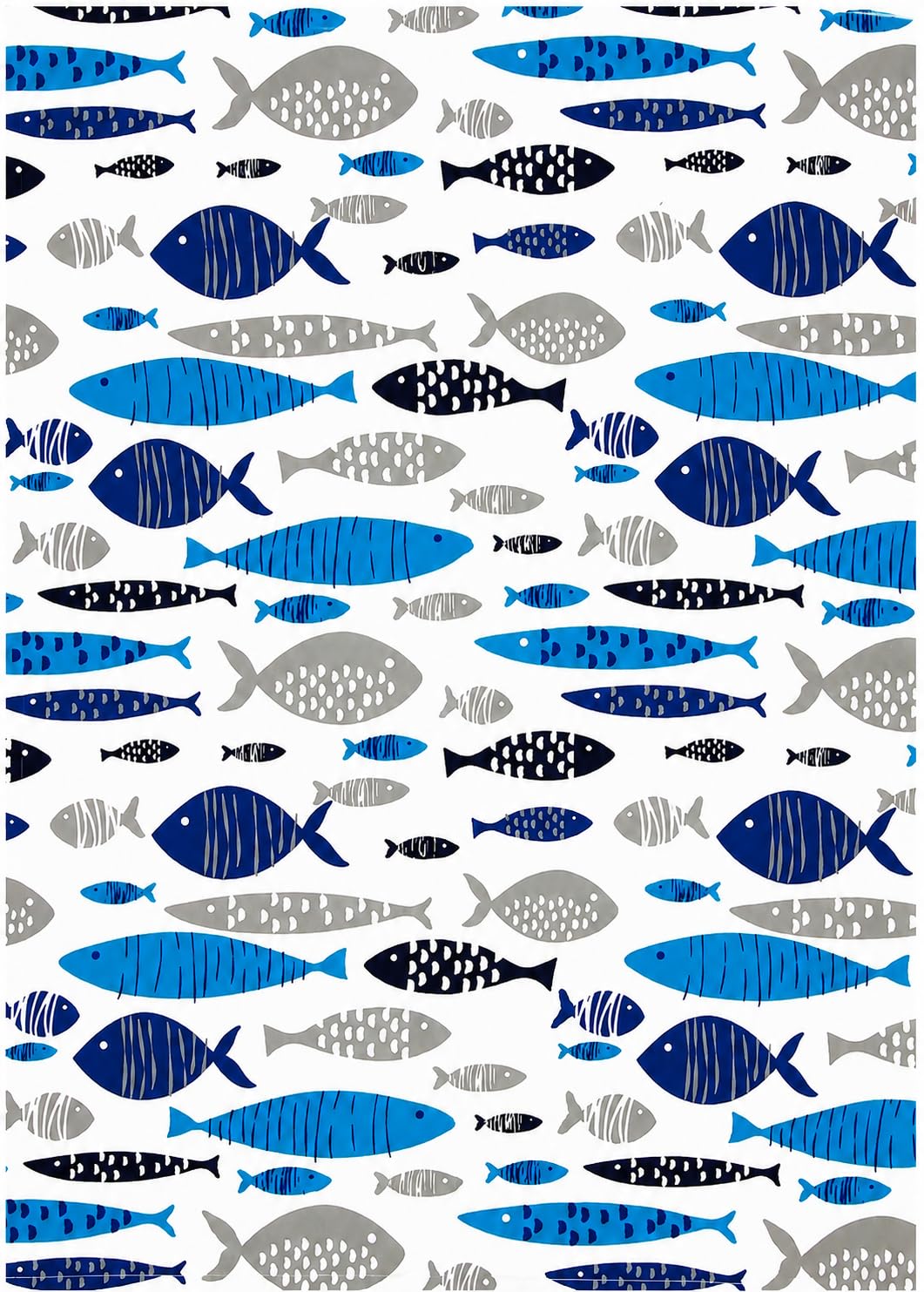 Coastal Kitchen Tea Towel, Large 71x51cm, Cotton, Blue and Grey