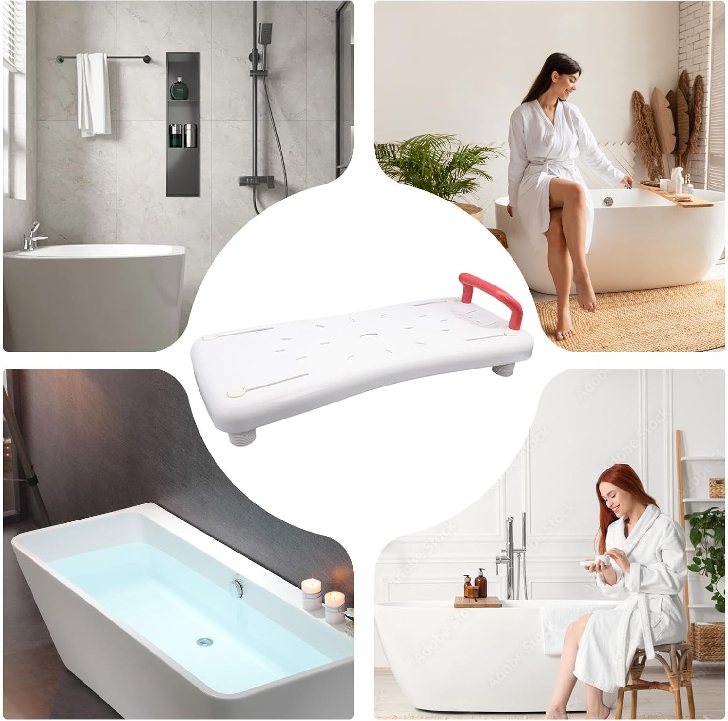 Bathtub Seat with Non-Slip Handles for Elderly – Safe