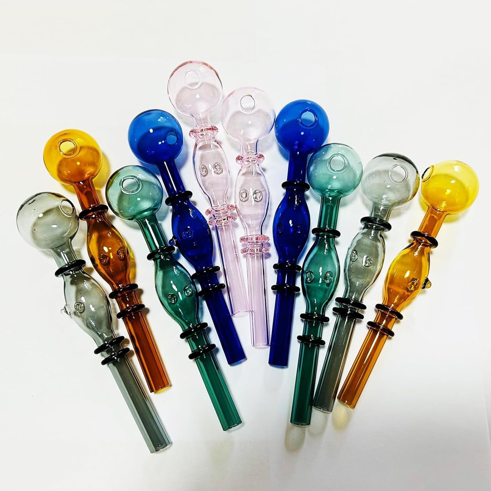 10 Pcs Glass Oil Burner Colored Glass Pipe Thick Glass Oil Pipe
