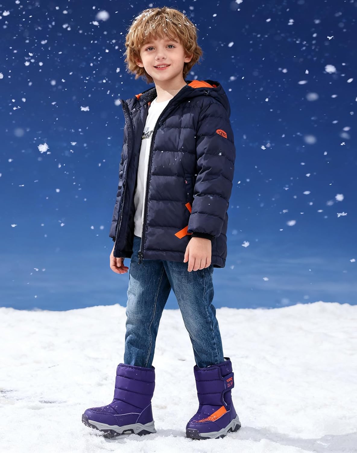 DADAWEN Boys Girls Snow Boots Cold Weather Waterproof Non Slip Outdoor Warm Winter Shoes (Toddler/Little Kid/Big Kid)