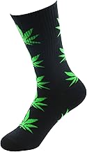 Zando Marijuana Weed Leaf Unisex Printed Cotton Colorful Sports Comfort High Crew Socks Athletic socks