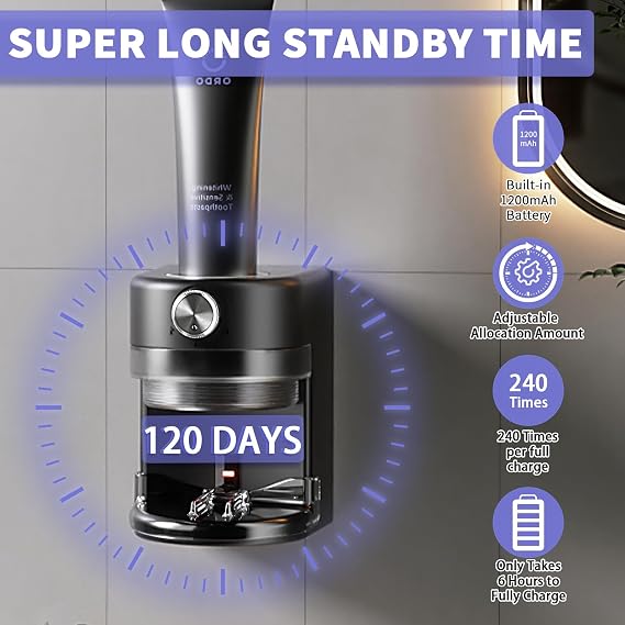 Automatic Toothpaste Dispenser,Wall Mounted Electric Toothpaste Dispenser for Kids and Adults,Toothpaste Squeezer with Adjustable Toothpaste Dispensing Volume for Bathroom (Black)