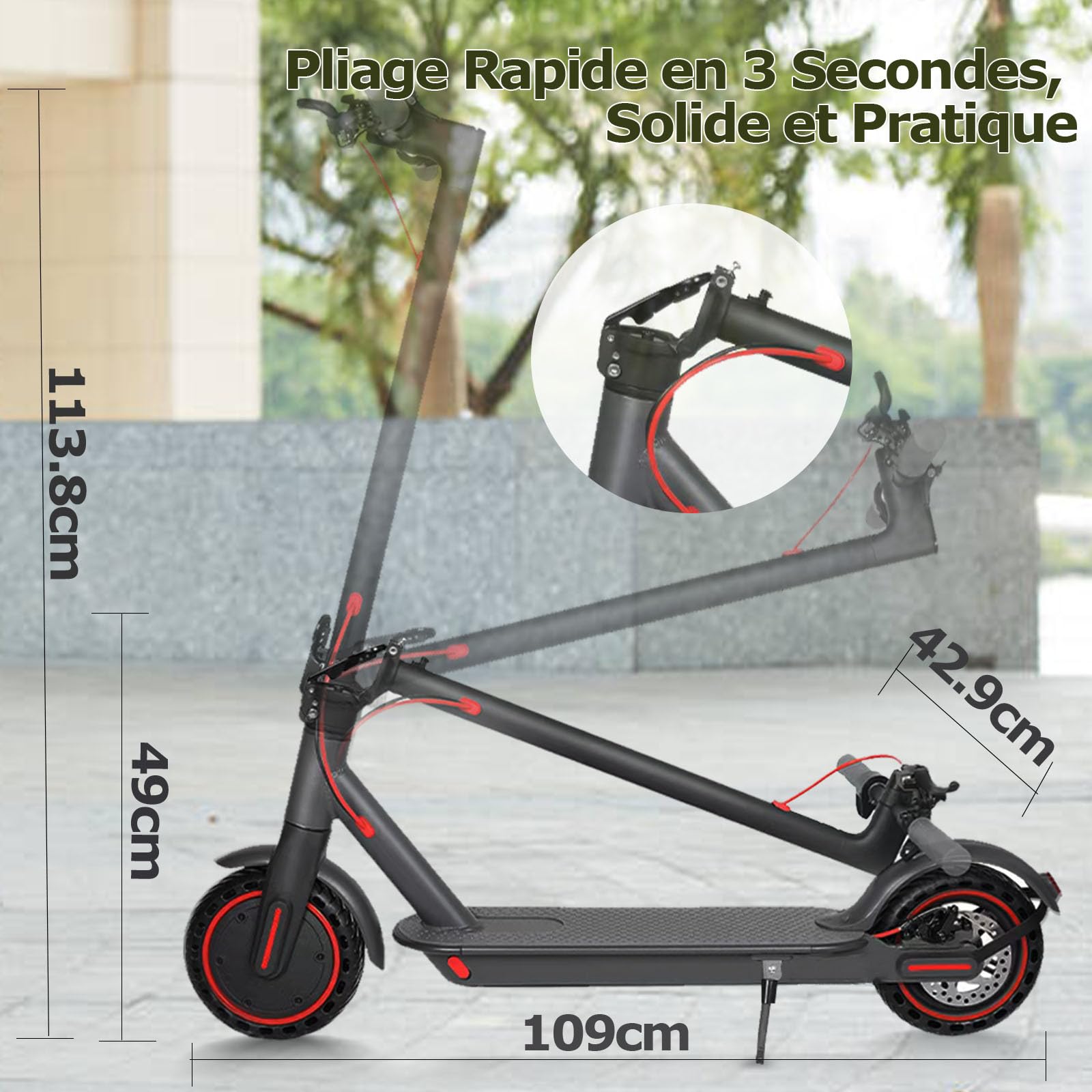 Trottinette Électrique Adulte 350W/25KM/H Autonomie 30KM,Trotinette électrique Pliable, Pneus Nid d’Abeille Increvables 8,5",Trottinette Electrique Adolescents Double Frein,APP,Charge 120kg Escooter