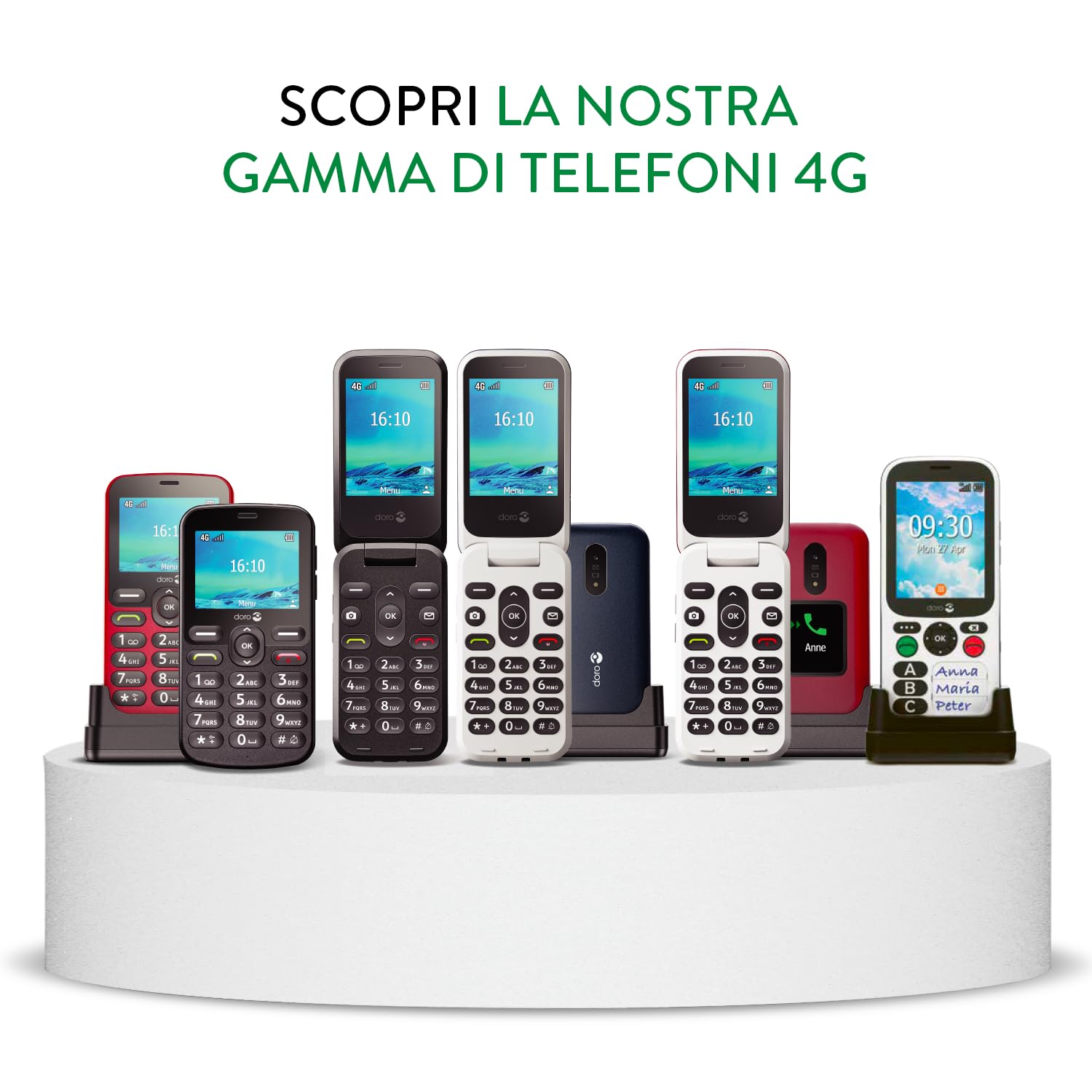 Doro 1880 4G Telefono Cellulare Sbloccato Seniors - Tasti Digitali Parlanti - Suono Chiaro - Fotocamera - Bluetooth - Tasto Assistenza - Telefono Cellulare Basic senza Internet [Versione Italiano]