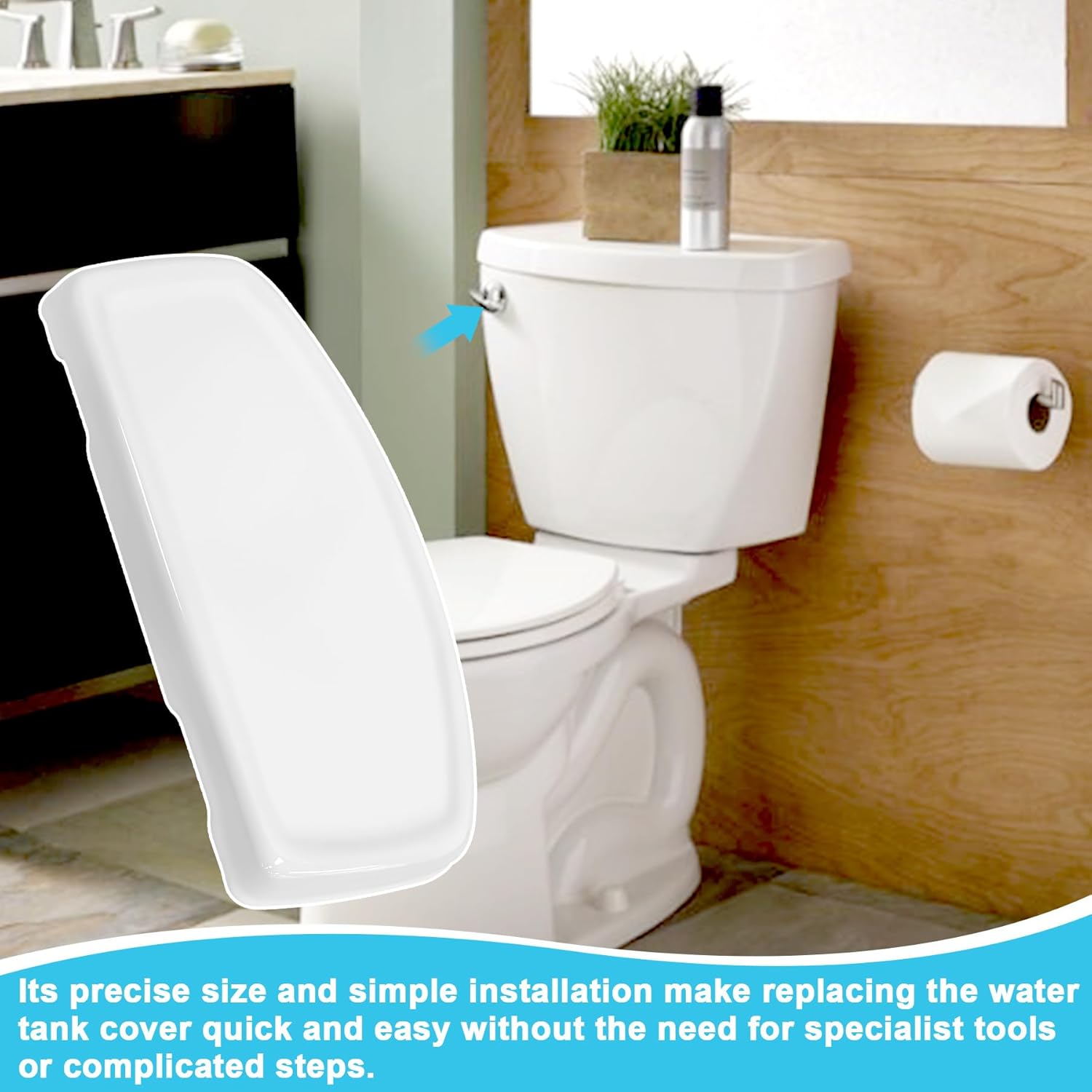 735121-400.020/4021 Porcelain Toilet Tank Lid Compatible with Cadet 3 1.6 GPF Two Piece Compact Toilet for Normal 12" Rough in Tanks Replace Models 2386.012, 2383.012, 2384.012