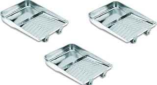 WoosterBrush Deluxe 11" Metal Paint Tray 3-Pack - Rust-Resistant Steel, Ribbed Roll-Off, Level Legs