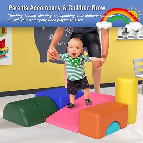 Miniatura 2 de Bloques de escalada de espuma de 6 piezas, juego de actividades de escalada y gateo seguro, equipo de juego suave fácil de limpiar para niños