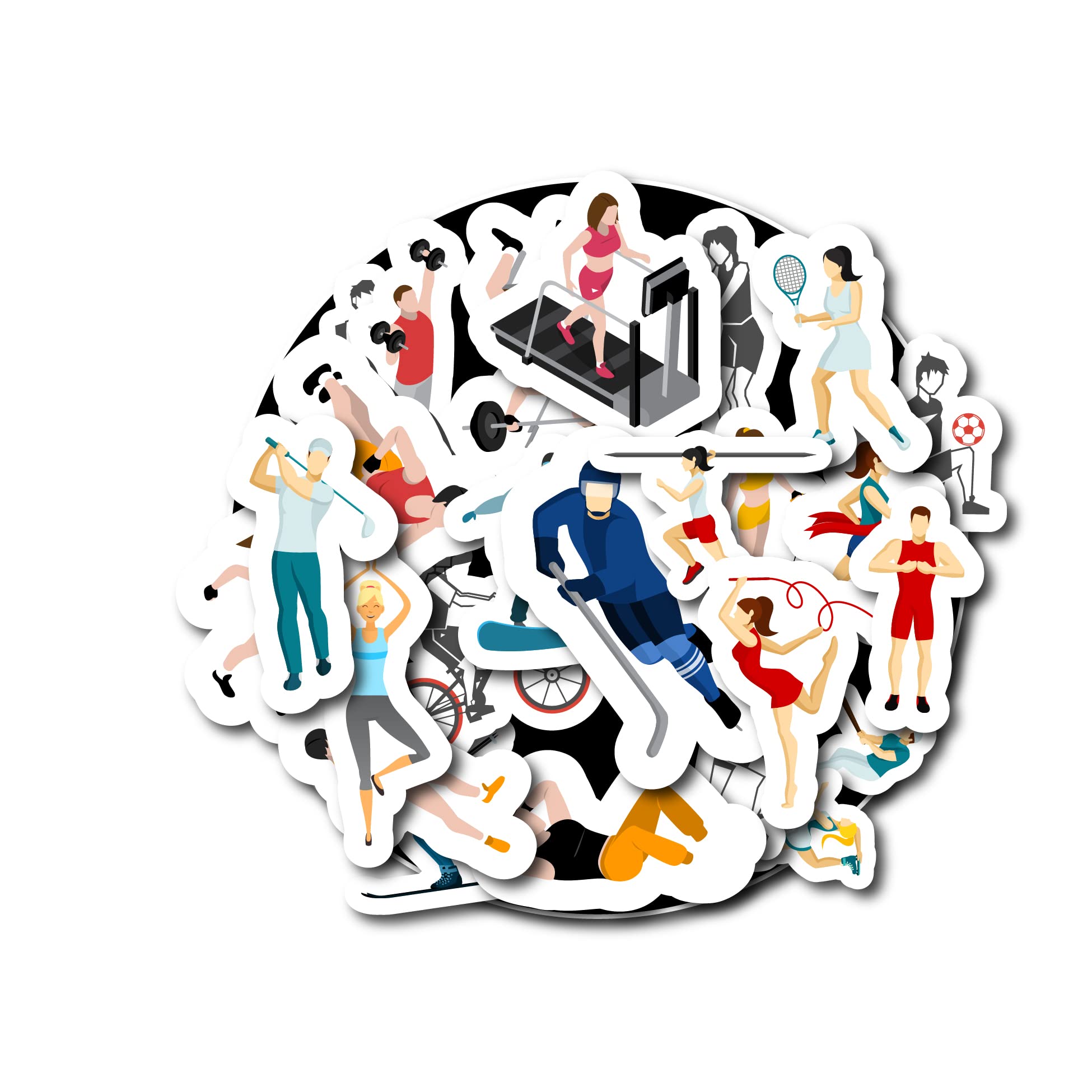 woopme 30Pcs Arts Sports Gymnastics Exercise Scrapbook Stickers Laptop, Notebooks,Diary, Journal Mobiles Boys Girls Kids Multicolored Printed Stickers