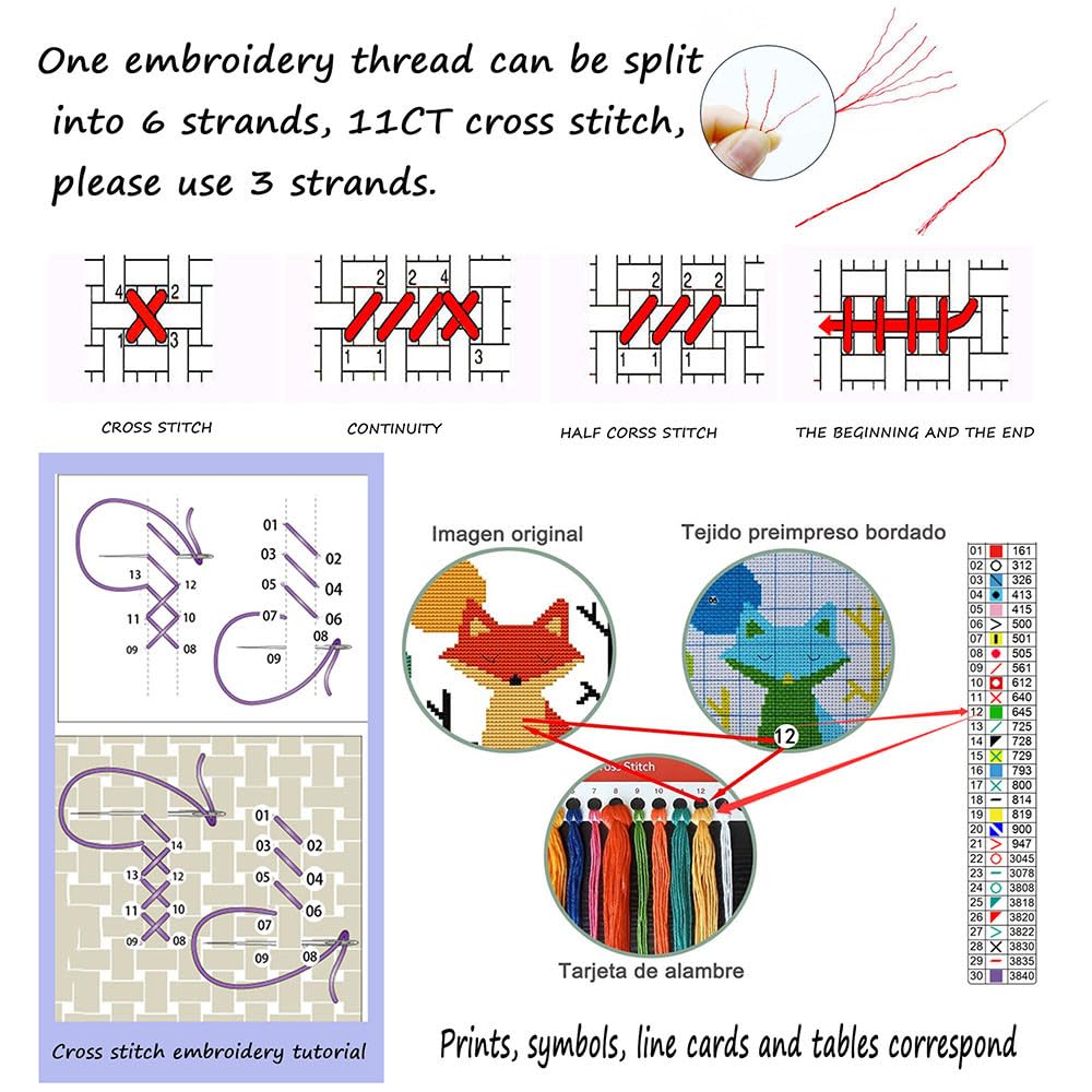 COKYIS Kit Punto Croce Prestampato Yorkshire Terrier DIY Ricamo Cucito a Mano Cross Stitch 11CT Embroidery Starter Kit artigianato per Principianti Bambini Set 40x50cm
