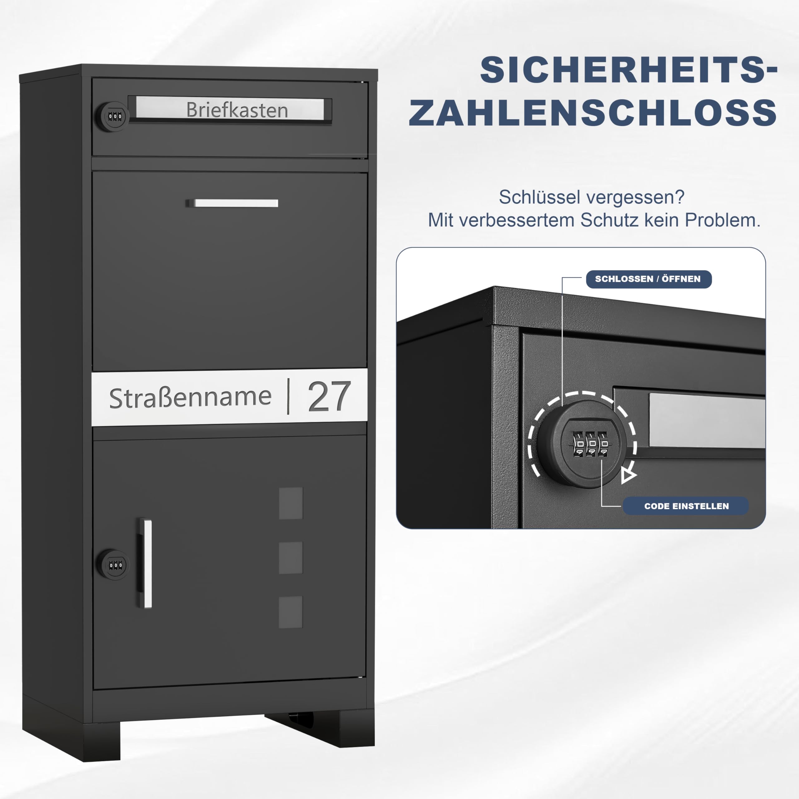 Paketbriefkasten Metall mit Zahlenschloss personalisiert