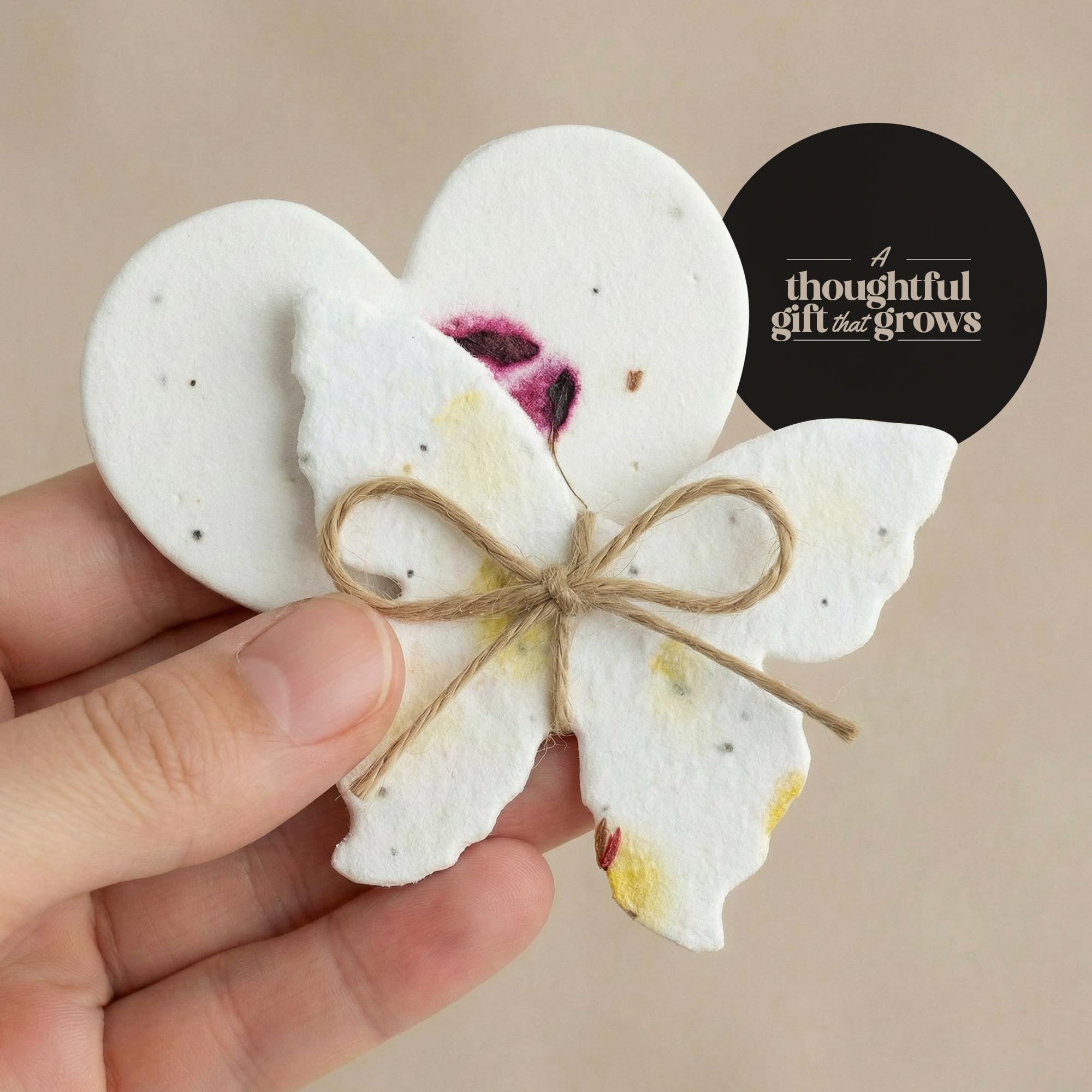 48 piezas de papel de semillas plantables – 24 corazones y 24 mariposas incrustadas con semillas de flores silvestres para despedida de soltera, regalo de boda, cumpleaños y otras