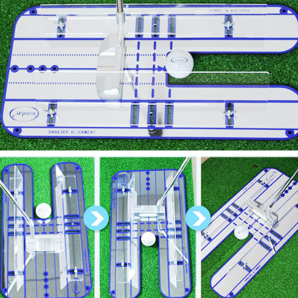 DYTWXG Espejo de alineación de Golf, Ayuda de Entrenamiento de Putt de Golf portátil con rieles de guía, Herramienta de alineación de línea de visión para Mejorar Todos los aspectos de su bateo