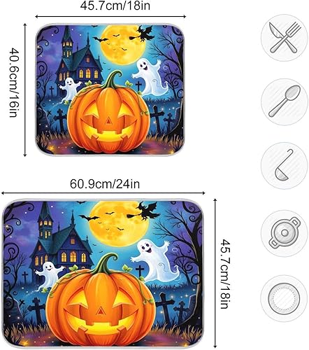 Vista 275 de Tapete de secado de platos de mariposas botánicas para encimera de cocina, almohadilla de secado de microfibra absorbente, grande, 18 x 24 pulgadas