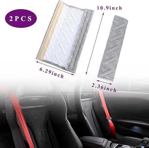 Miniatura 8 de Dickno 2 fundas para cinturón de seguridad de automóvil, suaves y cómodas, fundas seguras para correa de hombro, almohadilla de arnés que ayuda a