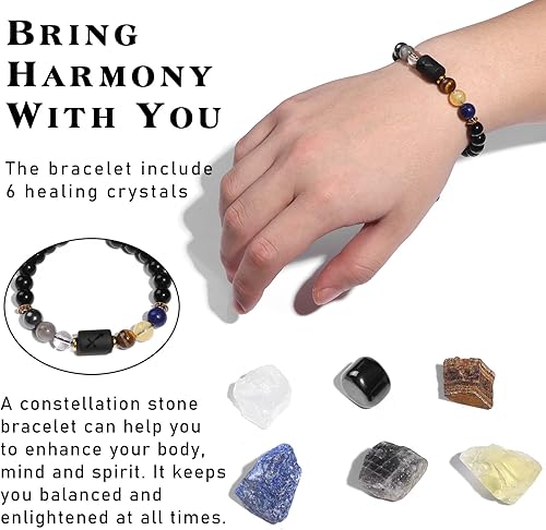 Miniatura 2 de GolbalJew Juego de regalo de cristales de Sagitario, signos del zodiaco, piedras de nacimiento de cristales curativos con caja de horóscopo, pulsera