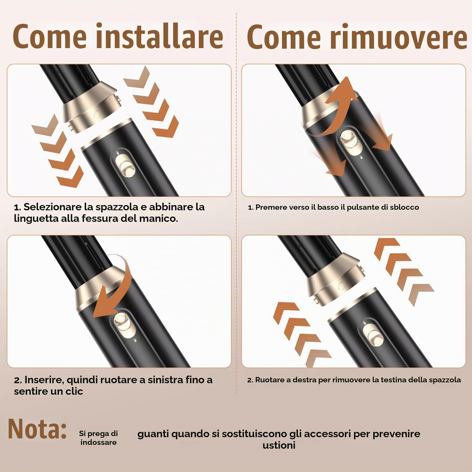 Spazzola Ad Aria Calda 1000W, Spazzola Asciugacapelli Multifunzione, Air Styler Pieghevole, Asciugacapelli, Spazzola Rotonda, 2 Ferro Arricciacapelli, 3 Temperature, per Asciugare, Lisci